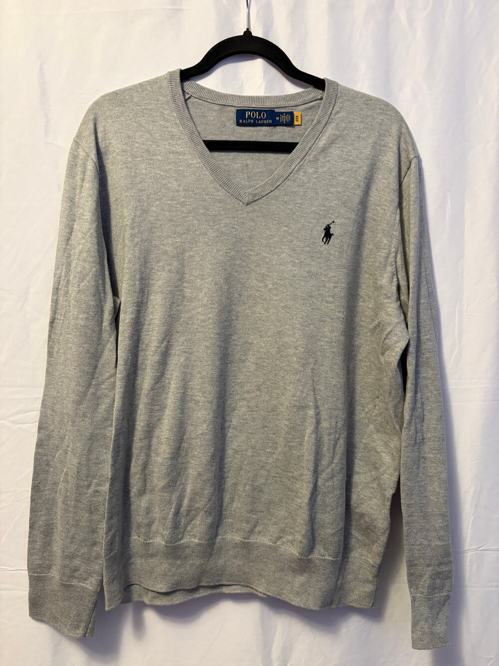 Polo Ralph Lauren Pima Cotton V Neck Sweater Gray Men's Sz M